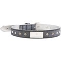 Vanderpump Pets Signature Diamond Name Plate Leatherette Dog Collar, Silver, Large: 24-in neck, 1-in wide