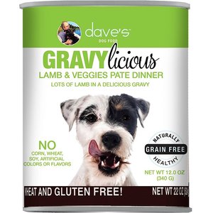 Dave's Pet Food Gravylicious Lamb & Veggies Grain-Free Wet Dog Food, 12-oz can, case of 12