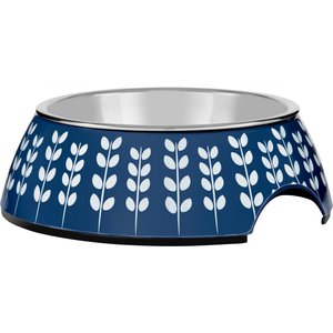 Frisco Leaf Design Stainless Steel Dog & Cat Bowl, Blue, 0.75 Cup