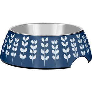 Frisco Leaf Design Stainless Steel Dog & Cat Bowl, Blue, 3.25 Cups