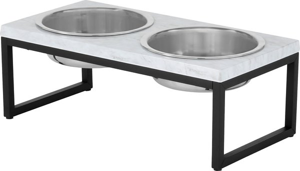 Frisco Marble Print Stainless Steel Double Elevated Dog Bowl, Black, 7 cups slide 1 of 6