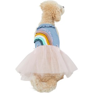 Frisco Rainbow Denim Dog & Cat Dress, Small