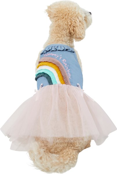 Frisco Rainbow Denim Dog & Cat Dress, Medium slide 1 of 6