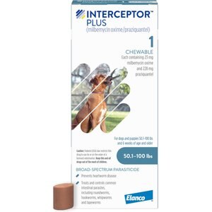Interceptor Plus Chew for Dogs, 50.1-100 lbs, (Blue Box), 1 Chew (1-mo. supply)