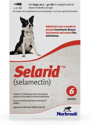 Selarid Topical Solution for Dogs, 20.1-40 lbs, (Red Box), slide 1 of 1
