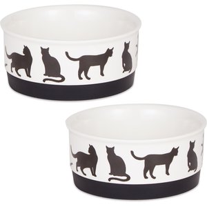 Bone Dry Meow Set Cat Bowl, Black & White, Small
