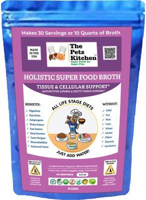 The Petz Kitchen Holistic Super Food Broth Tissue & Cell Support Pork Flavor Concentrate Powder Dog & Cat Supplement, 4.5-oz bag, slide 1 of 1