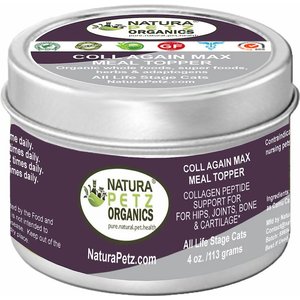 Natura Petz Organics COLL AGAIN MAX COLLAGEN PEPTIDE SUPPORT MEAL TOPPER* Hips, Joint, Bone & Cartilage Support* Cat Supplement, 4-oz jar
