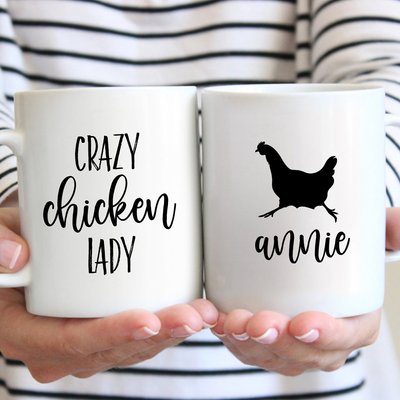 904 Custom Personalized Crazy Chicken Lady Double Sided Mug, 11-oz, slide 1 of 1