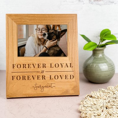 904 Custom Personalized Forever Loyal & Forever Loved Engraved Wooden Pet Picture Frame, slide 1 of 1