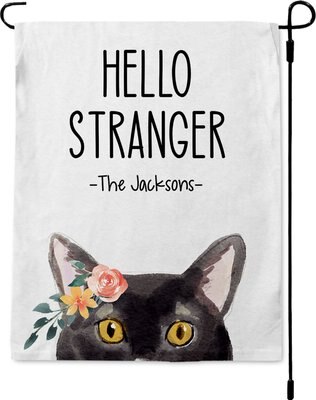 904 Custom Personalized Hello Stranger Black Cat Garden Flag, slide 1 of 1