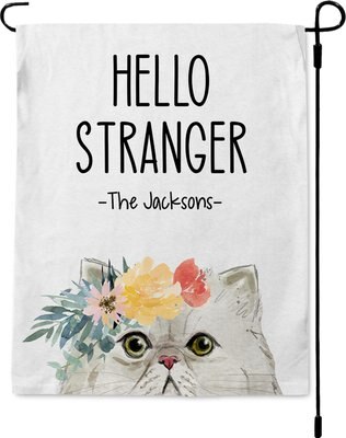904 Custom Personalized Hello Stranger Persian Cat Garden Flag, slide 1 of 1