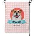 904 Custom Personalized Dog Breed Pink Banner Garden Flag, English Bulldog