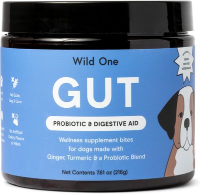 Wild One Gut Support Probiotic & Digestive Aid Soft Chew Dog Supplement, 120 count, slide 1 of 1