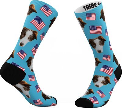 Tribe Socks Personalized American Flag Pet Face Socks, slide 1 of 1