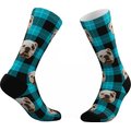 Tribe Socks Personalized Plaid Pet Face Socks, Blue