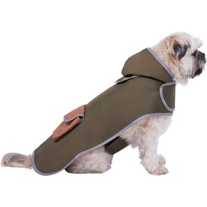 Frisco Olive Reversible Packable Dog Raincoat, Medium