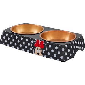 Disney Minnie Mouse Peek-A-Boo Melamine Stainless Steel Double Dog & Cat Bowl, 3.25 cups