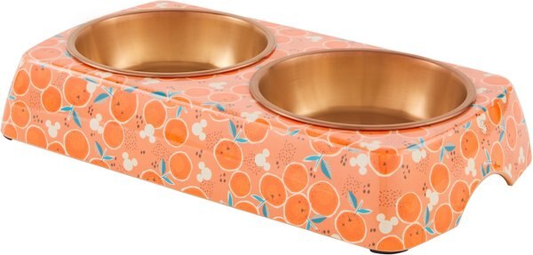 Disney Mickey Mouse Orange Bamboo Melamine Stainless Steel Double Dog & Cat Bowl, 3.25 cups slide 1 of 8