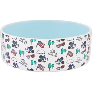 Disney Mickey Mouse Americana Non-Skid Ceramic Dog Bowl, 8 cups