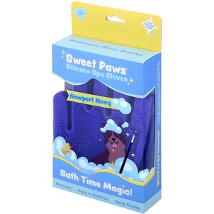 Sweet Paws Silicone Spa Dog & Cat Bathing & Grooming Gloves, 2 count, Newport Navy
