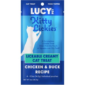 Lucy Pet Products Kitty Lickies Chicken & Duck Recipe Grain-Free Lickable Cat Treat, 0.5-oz tube, 4 count