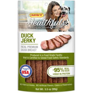 RUFFIN' IT Healthfuls Duck Jerky Tenders Dog Treats, 3.5-oz bag