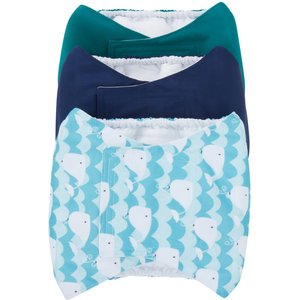 Frisco Washable Male Wrap, Whales, X-Small, 3pk