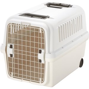 Richell E-Z Mobile Dog & Cat Carrier, White/Beige, Small/Medium