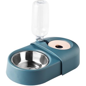HANAMYA Dog & Cat Automatic Waterer & Stainless Steel Bowl, Blue