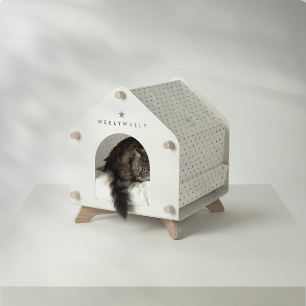 Weelywally Volendam Covered Modern Elevated Cat & Dog Bed, White slide 1 of 4