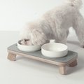 Weelywally Toscana Double Ceramic Modern Elevated Dog & Cat Bowl, Grey