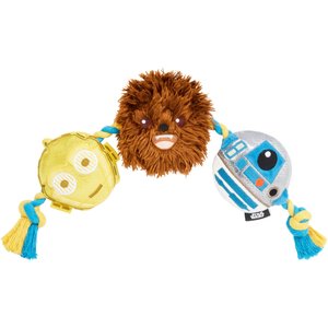 STAR WARS R2-D2, C-3PO & CHEWBACCA Plush with Rope Squeaky Dog Toy