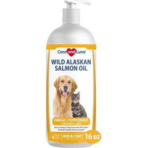 Coco & Luna Wild Alaskan Salmon Oil Omega 3 Supplement for Dog & Cat, 16 oz