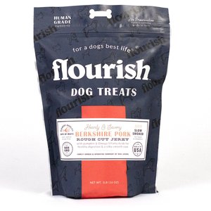 Flourish Human Grade Rough Cut Berkshire Pork Jerky Dog Treats, 1-lb bag