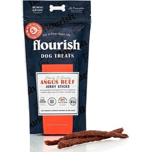 Flourish Human Grade Angus Beef Jerky Sticks Dog Treats, 8-oz bag