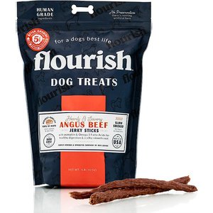 Flourish Human Grade Angus Beef Jerky Sticks Dog Treats, 1-lb bag