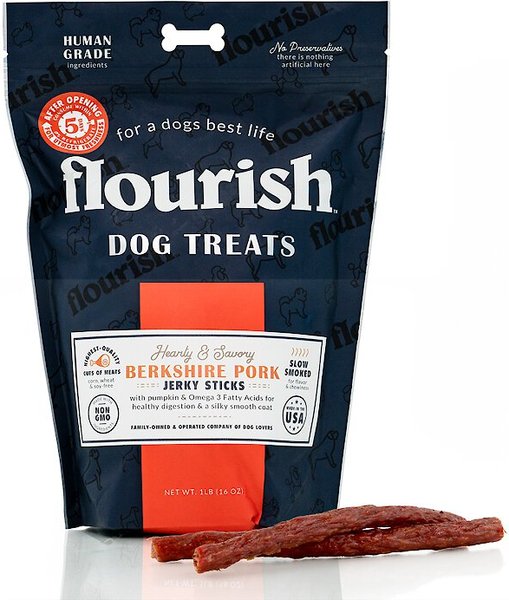 Flourish Human Grade Berkshire Pork Jerky Sticks Dog Treats, 1-lb bag slide 1 of 2