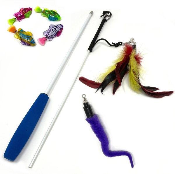 Pet Fit For Life 4-Piece Bundle Interactive Swimming Fish + Feather Wand Cat Toy slide 1 of 6