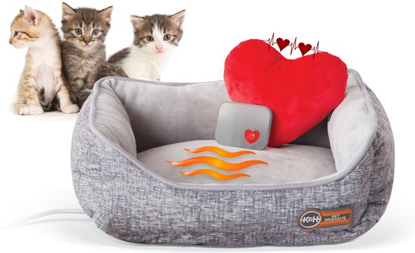 K&H Pet Products Mother’s Heartbeat Heated Bolster Kitten Bed slide 1 of 10