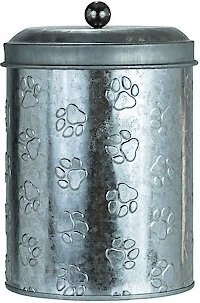 Amici Pet Puppy Paws Galvanized Metal Dog Treat Canister, slide 1 of 1