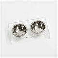 Hiddin Clear View Double Elevated Dog Bowl, Clear, Silver, 2 cup