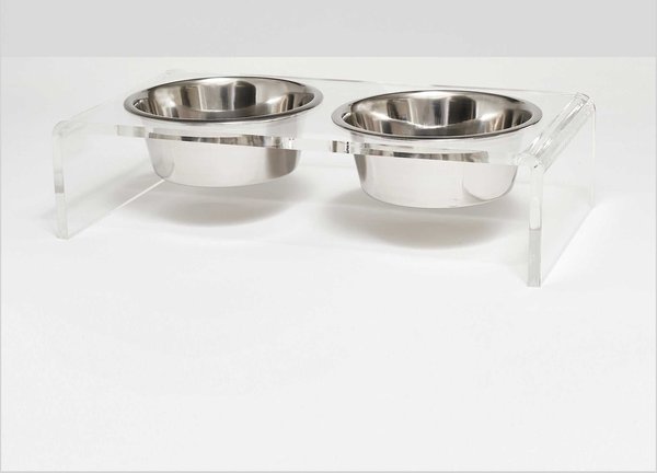 Hiddin Clear View Double Elevated Dog Bowl, Clear, Silver, 8 cup, 5-in slide 1 of 9