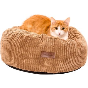 Litterbox.com Pet Pouf Pillow Cat & Dog Bed, Tan, Small