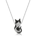 Scamper & Co Rhodium Plated Sterling Silver Cool Cat Pendant Necklace
