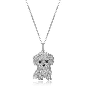 Scamper & Co Rhodium Plated Sterling Silver Maltese Pendant Necklace