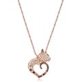 Scamper & Co 14K Rose Gold Plated Sterling Silver Kitty Love Heart Pendant Necklace