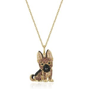 Scamper & Co 18K Yellow Gold Plated Sterling Silver German Shepherd Pendant Necklace