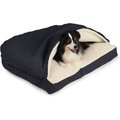 Snoozer Poly Cotton Rectangle Cozy Cave Covered Dog Bed w/ Removable Cover, Navy, X-Large