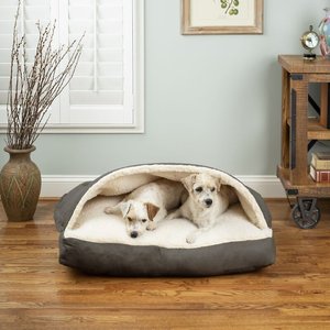 Snoozer Pet Products Luxury Microsuede Rectangle Cozy Cave Covered Dog Bed w/ Removable Cover, Anthracite, Large